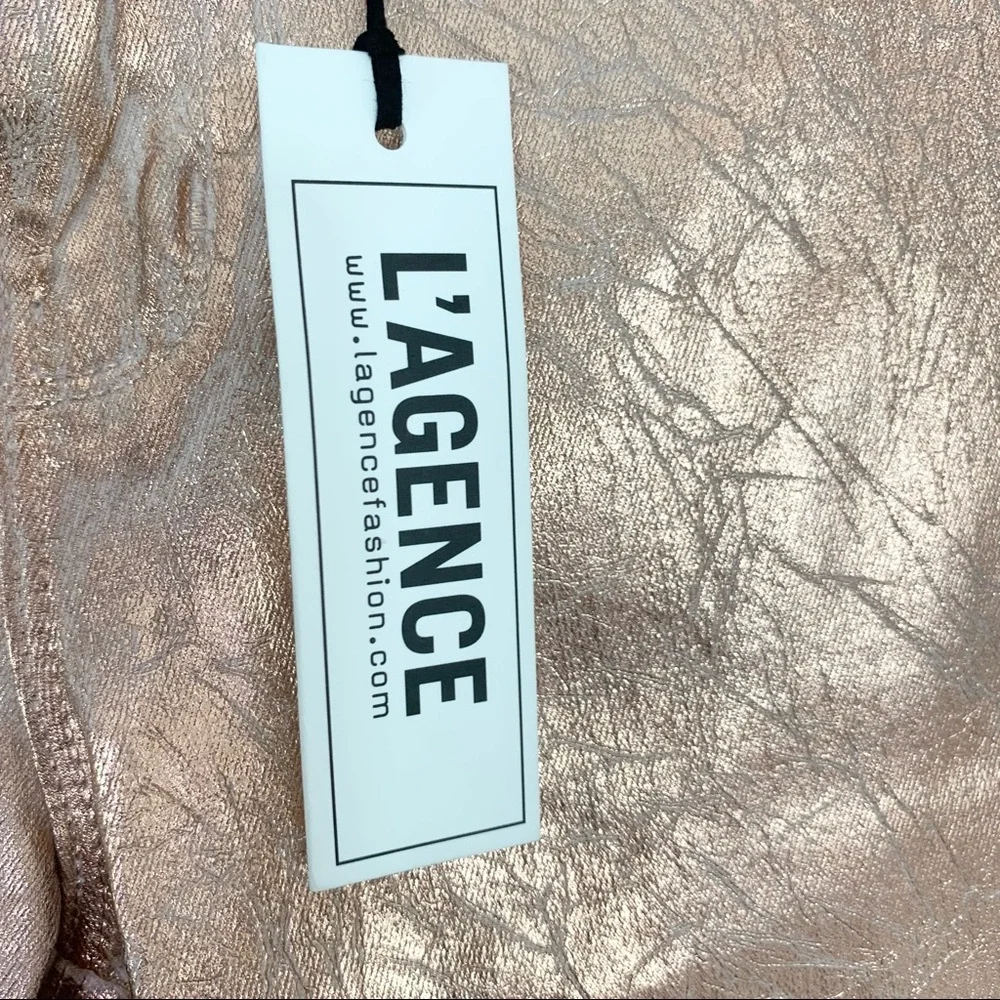 L'AGENCE Jeans Margot High Rise Skinny Gold Foil Skinny Pants 25 NWT - Picture 9 of 11